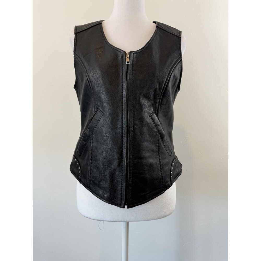 First Classics Genuine Leather Motorcycle Vest Women’s S Black Moto Biker